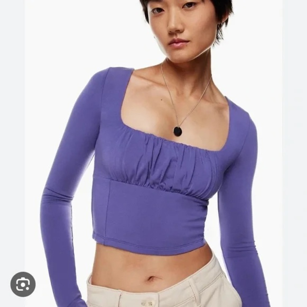 NWT Wilfred Free Orbit Long Sleeve Cropped Top Deep Violet Size Small